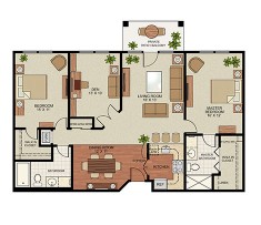The Gatesworth Two-Bedroom Deluxe Residence (Plan C) floorplan