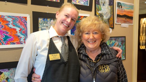 Kajsa Holton with resident.